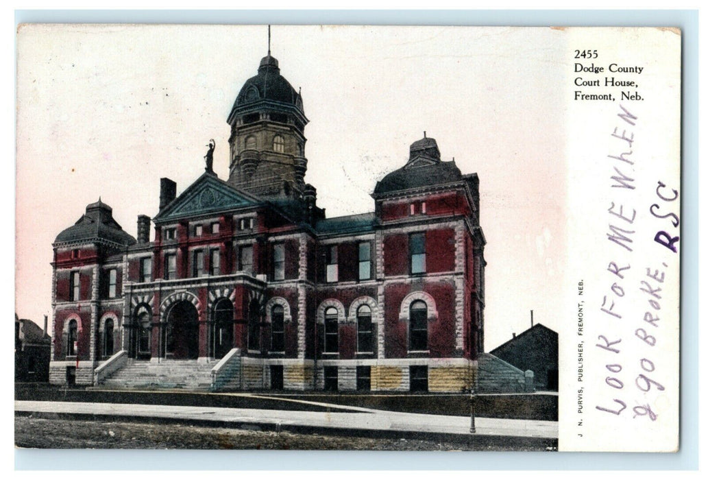 Dodge County Court House Fremont Nebraska 1907 Madison Vintage Antique Postcard