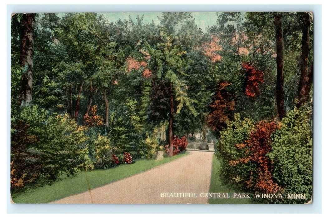 Beautiful Central Park Winona Minnesota Circa 1910 Vintage Antique Postcard