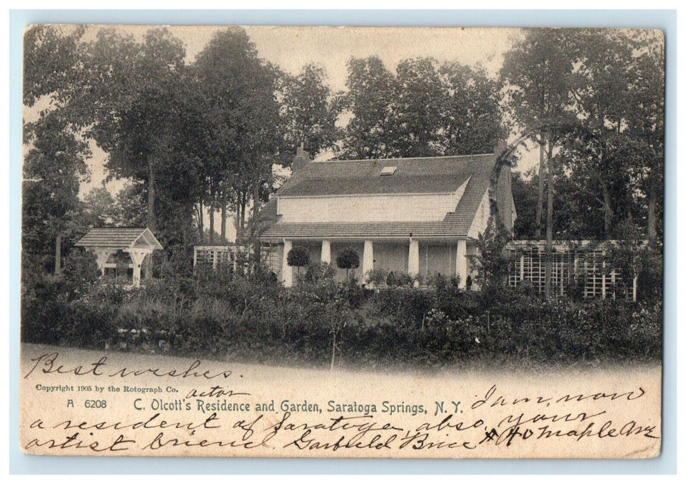 1906 Olcott's Residence and Garden, Saratoga Springs New York NY Postcard