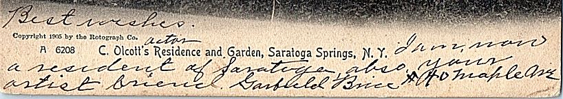 1906 Olcott's Residence and Garden, Saratoga Springs New York NY Postcard