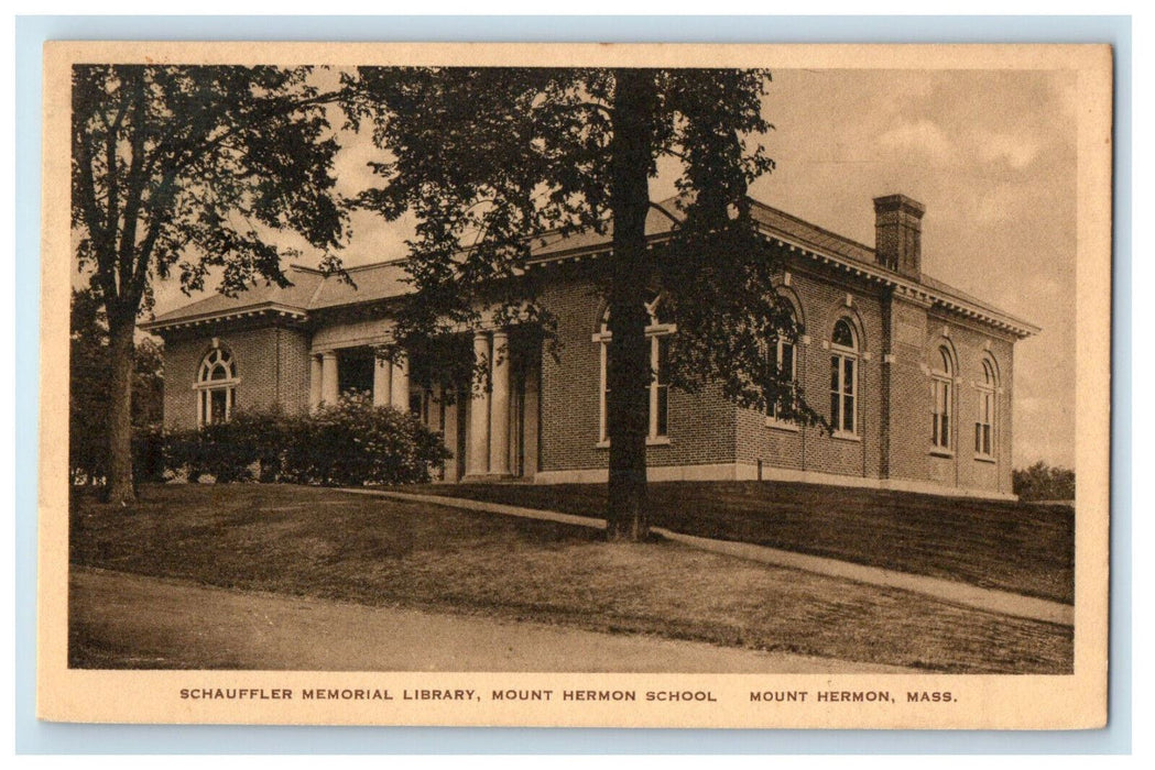 c1910 Schauffler Memorial Library Mount Hermon School MA Unposted Postcard