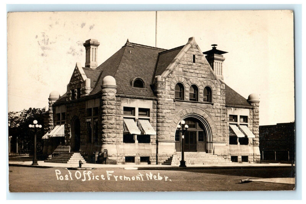Post Office Fremont Nebraska RPPC Photo Interesting Story 1914 Antique Postcard