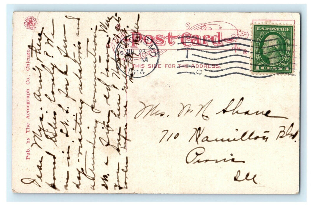 1914 Lily Pond, Tower Grove Park, St. Louis Missouri MO Antique Postcard