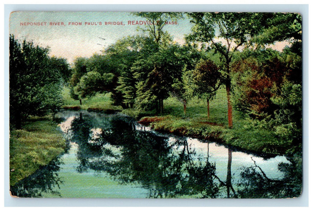 1908 Neponset River, From Paul's Bridge Readville Massachusetts MA Postcard