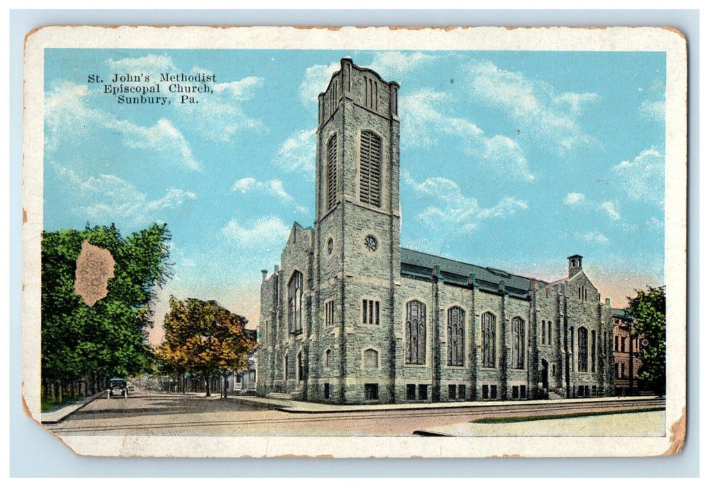 1924 St. John's Methodist Episcopal Church Sunbury Pennsylvania PA Postcard