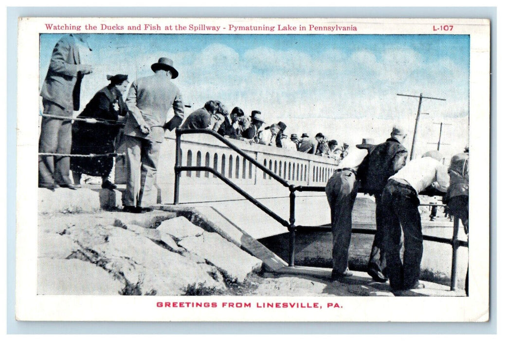 1945 Greetings From Linesville Pennsylvania PA Posted Vintage Postcard