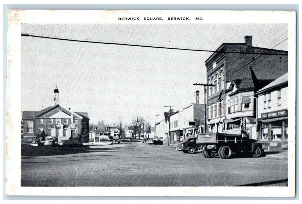 c1950's Business District Berwick Square Berwick Maine ME Vintage Postcard
