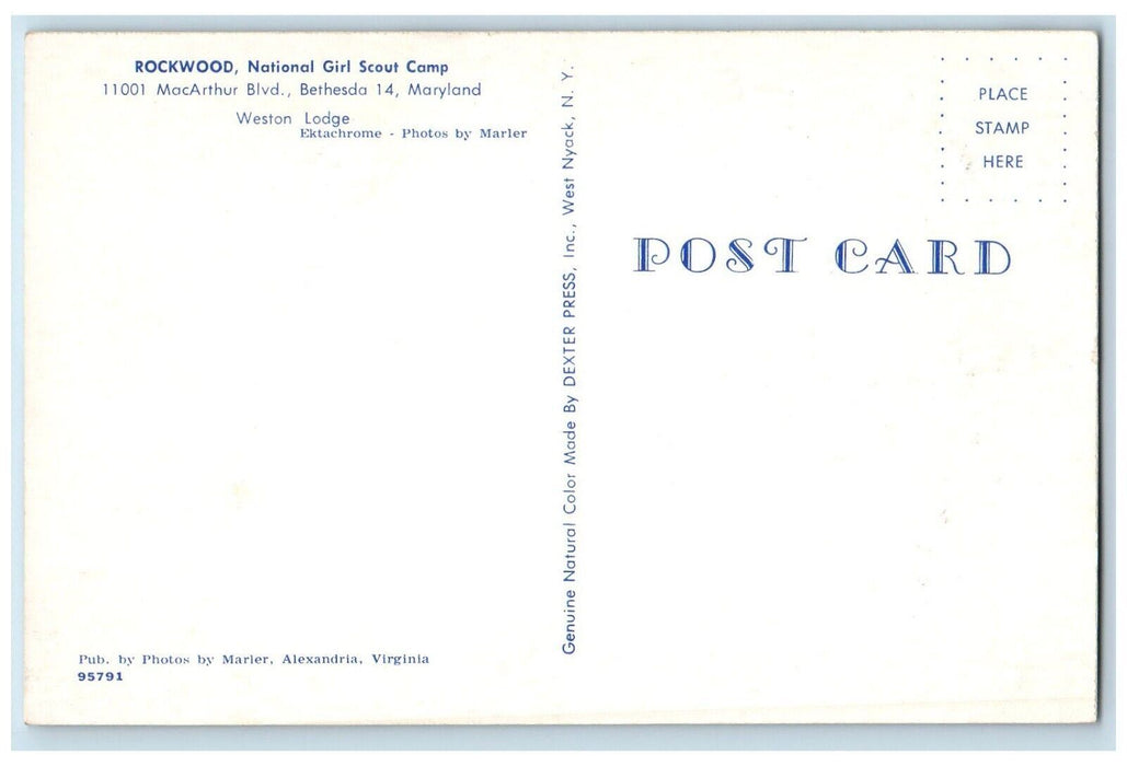 1960 Outside View Rockwood National Girl Scout Camp Maryland MD Vintage Postcard