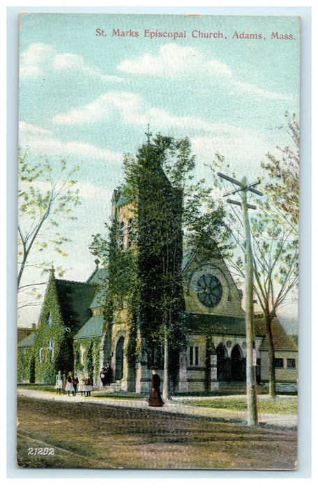 c1910 St. Marks Episcopal Church Adams Massachusetts MA Antique Postcard