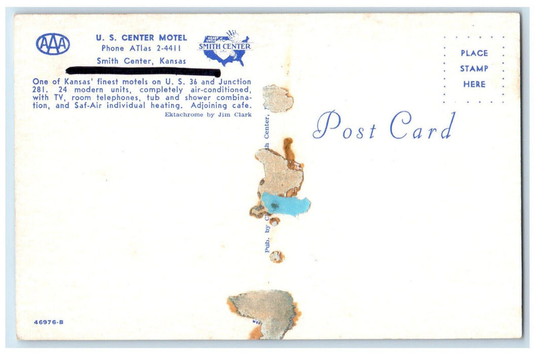 c1960's Rooms View at U.S. Center Motel Smith Center Kansas KS Postcard