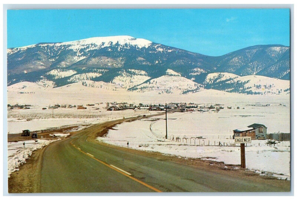 c1960 Eagle Nest Entering West Highway New Mexico View Gram George NM Postcard