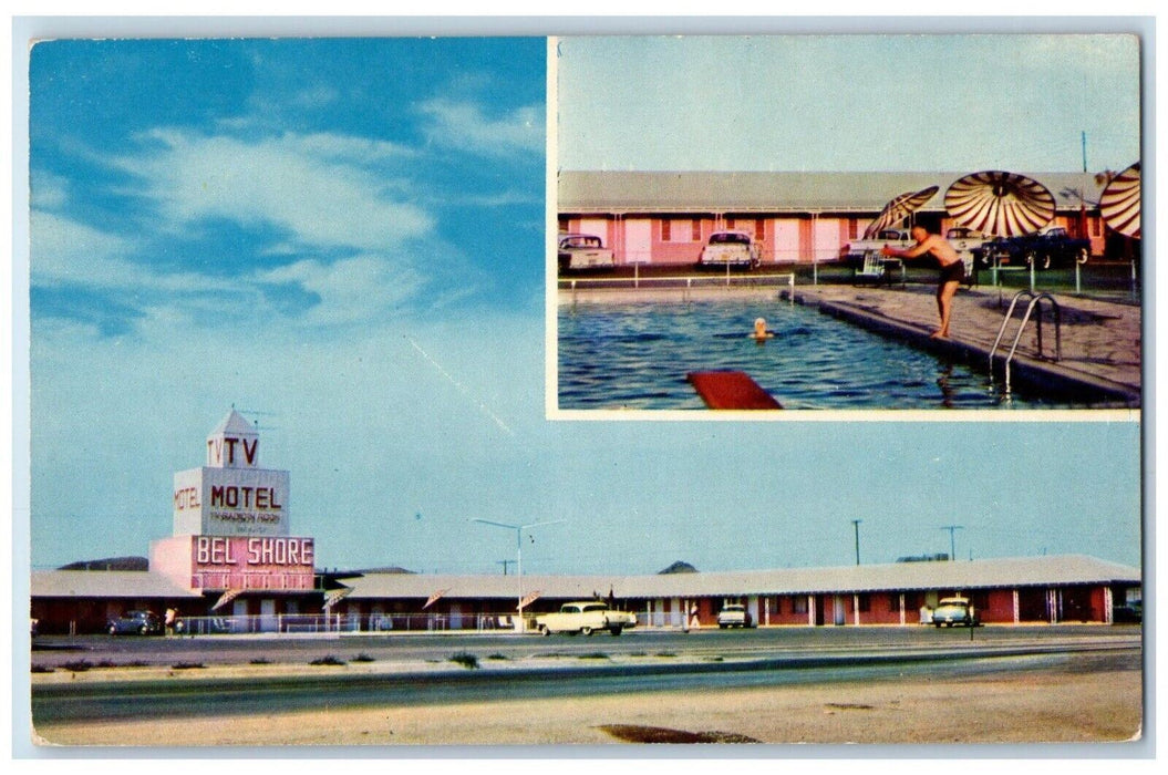 c1960 Bel Shore Motel West Room Swimming Pool Lordsburg New Mexico NM Postcard