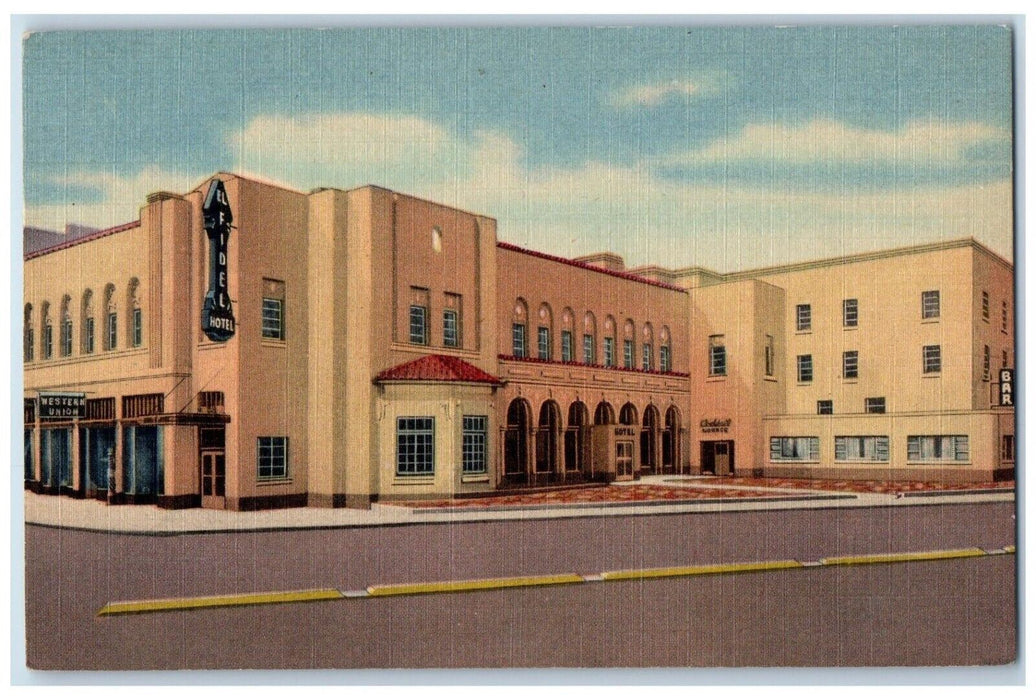 1953 El Fidel Hotel Exterior Building Las Vegas New Mexico NM Vintage Postcard