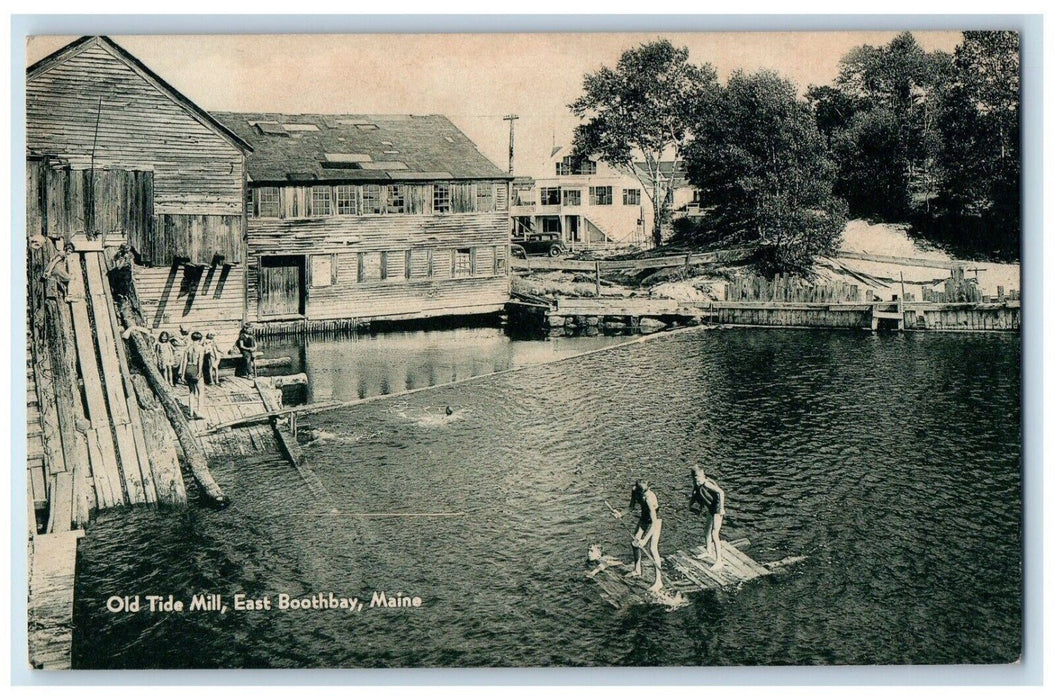 c1930's View Of Old Tide Mill East Boothbay Maine ME Unposted Vintage Postcard