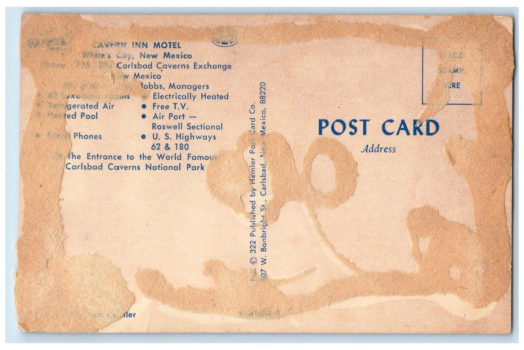 c1960 Cavern Inn Motel Carlsbad Caverns White's City New Mexico Vintage Postcard