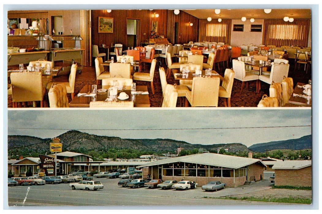 c1960 Sands Manor Motel Restaurant Junction South Raton New Mexico NM Postcard