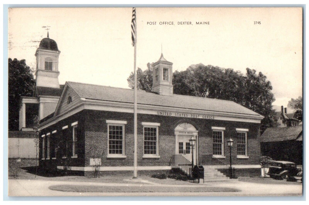 c1910's United States Post Office Building Car Dexter Maine ME Antique Postcard