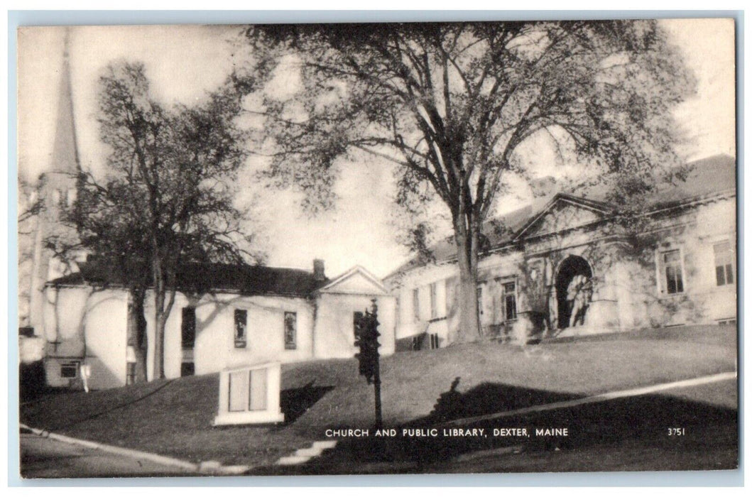 c1910's Church And Public Library Dexter Maine ME Unposted Antique Postcard