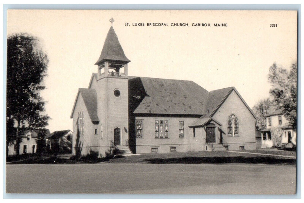 c1910's View Of St. Lukes Episcopal Church Caribou Maine ME Antique Postcard