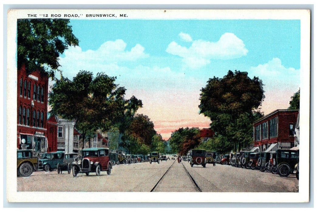 c1930's The 12 Rod Road Cars Stores Brunswick Maine ME Unposted Vintage Postcard
