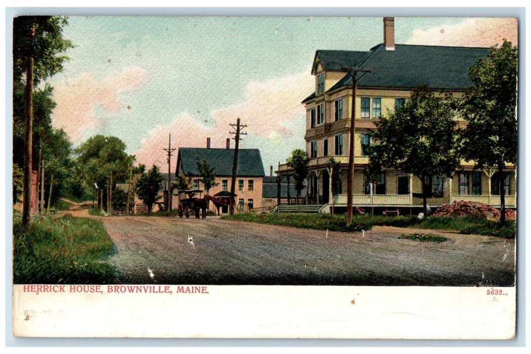 c1905 Herrick House Dirt Road Brownville Maine ME Unposted Antique Postcard