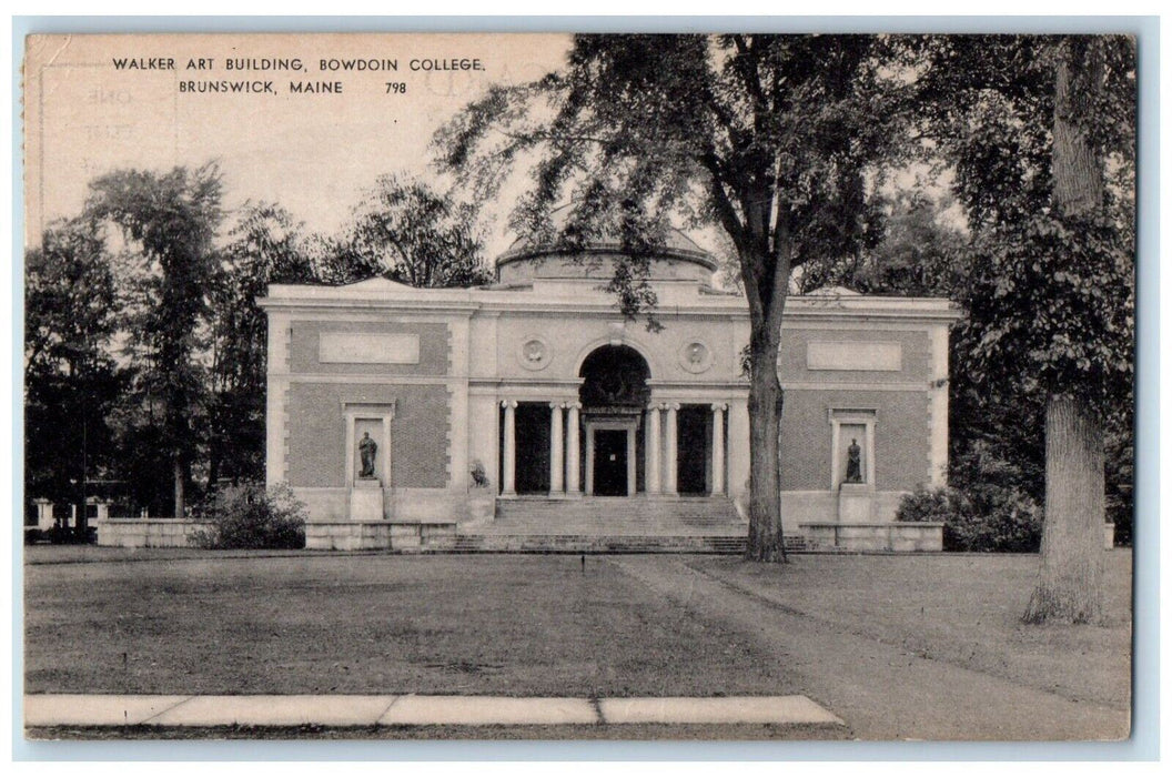 1947 Walker Art Building Bowdoin College Brunswick Maine ME Vintage Postcard