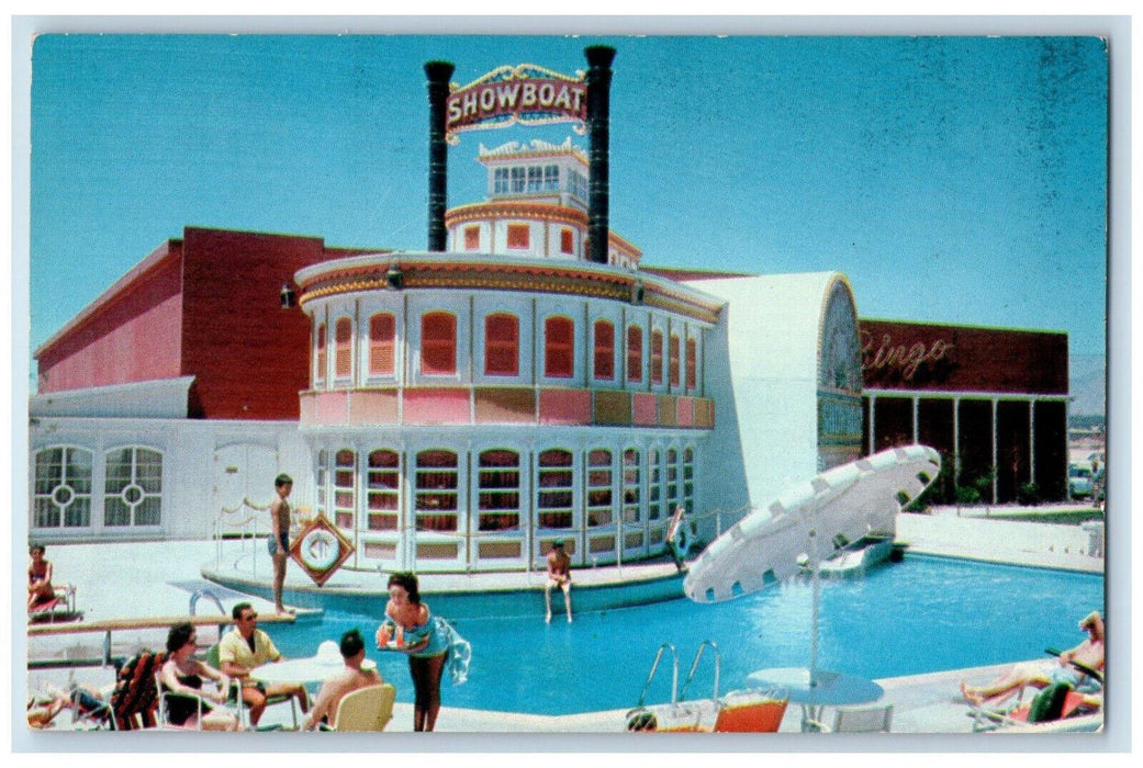 c1950's Pool Scene The Showboat Las Vegas Nevada NV Vintage Postcard