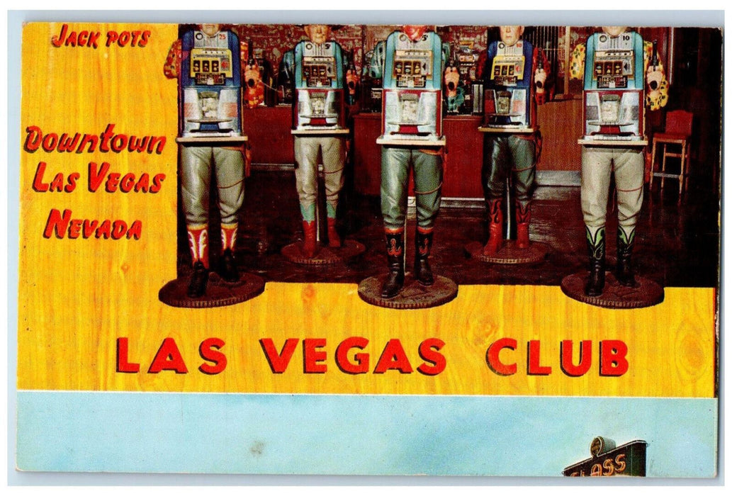 c1950's Jackpots Machine at Downtown Las Vegas Club Nevada NV Vintage Postcard