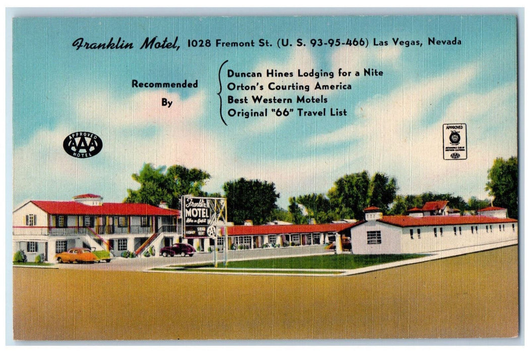 c1950's View of Rooms Franklin Motel Las Vegas Nevada NV Vintage Postcard