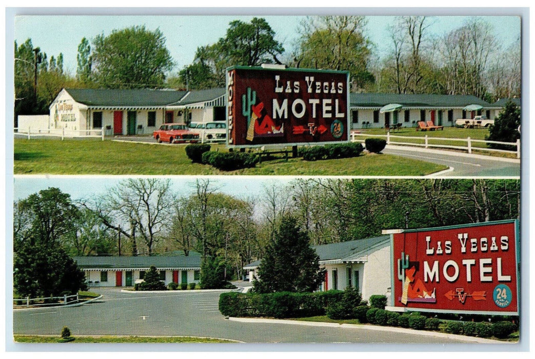 1967 Las Vegas Motel Eatontown New Jersey NJ Vintage Posted Postcard