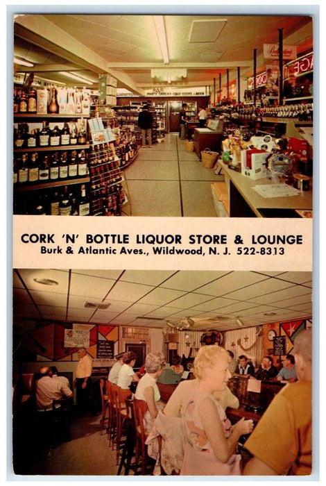 c1960 Cork Bottle Liquor Store Lounge Burk Atlantic Wildwood New Jersey Postcard