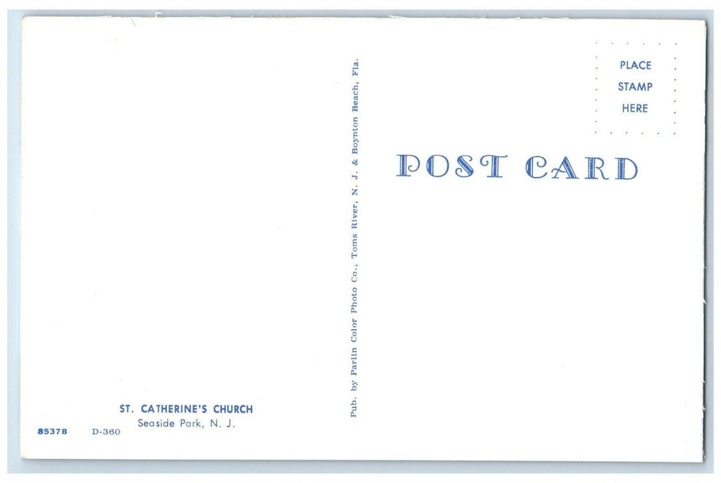 c1960 Greetings Seaside St. Catherine's Church  Park New Jersey Vintage Postcard