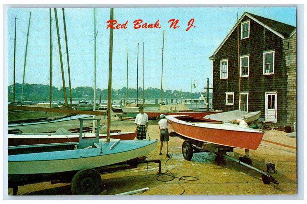 c1960 Red Bank Racing Monmouth Boats Club Trailer New Jersey N Vintage Postcard