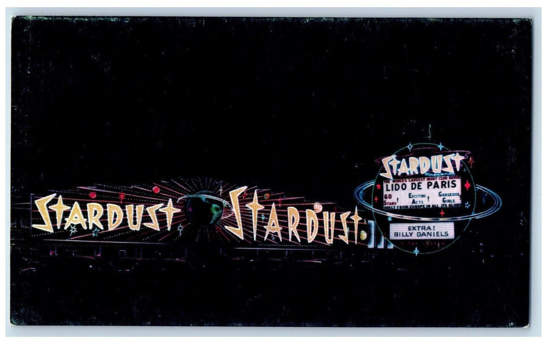 c1960's Stardust Hotel at Night Las Vegas Nevada NV Vintage Unposted Postcard