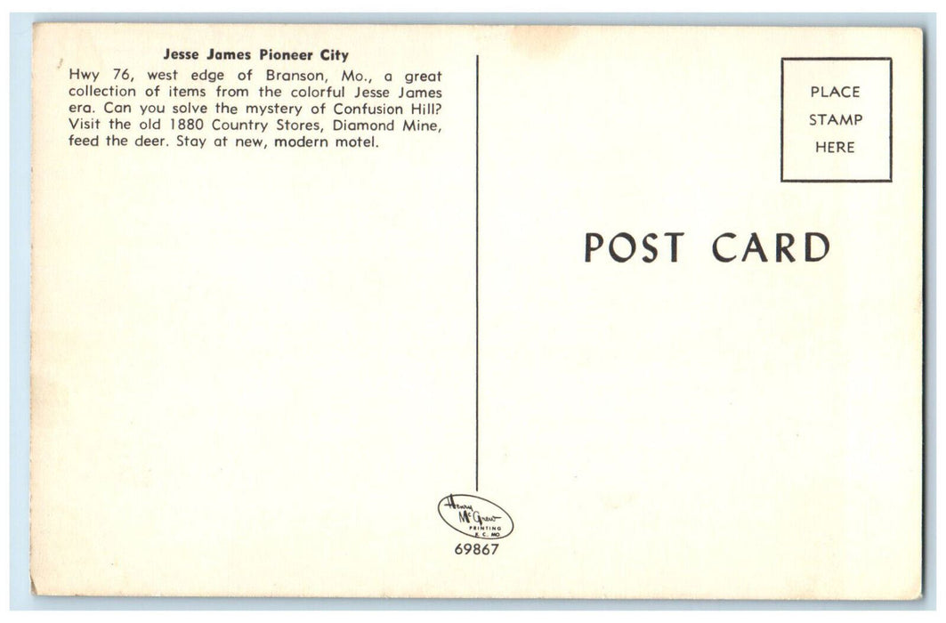 c1960's General Store Jesse James Pioneer City Branson Missouri MO Postcard