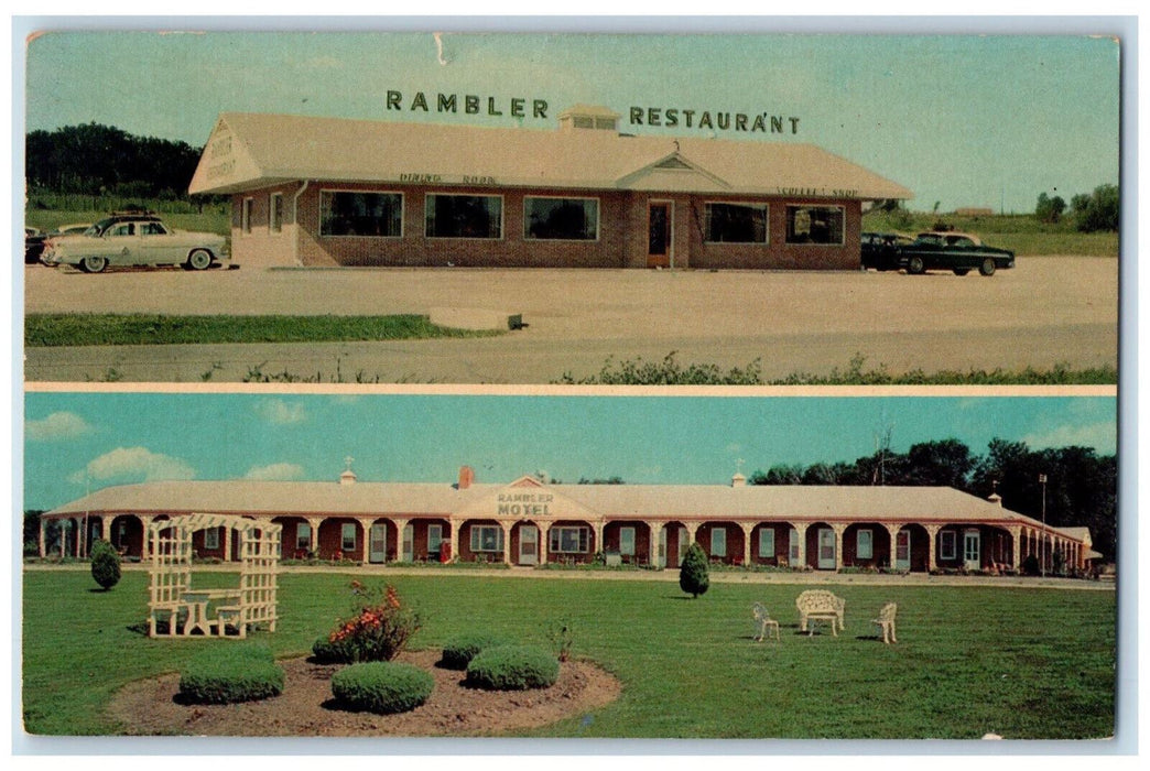 1964 Rambler Motel & Restaurant Cameron Missouri MO Multiview Postcard