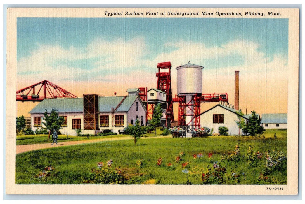 c1940's Typical Surface Plant of Underground Mine Operations Hibbing MN Postcard