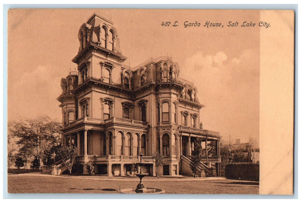 c1910 Fountain View L. Gardo House Salt Lake City Utah UT Antique Postcard