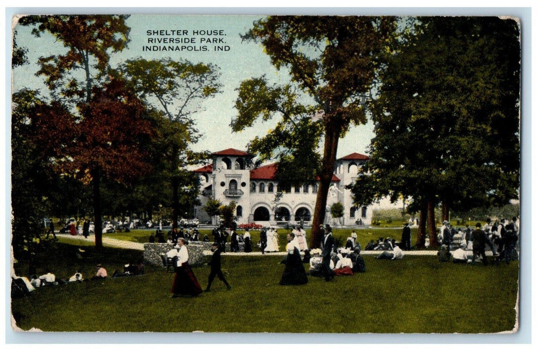 1919 Shelter House Riverside Park Indianapolis Indiana IN Antique Postcard