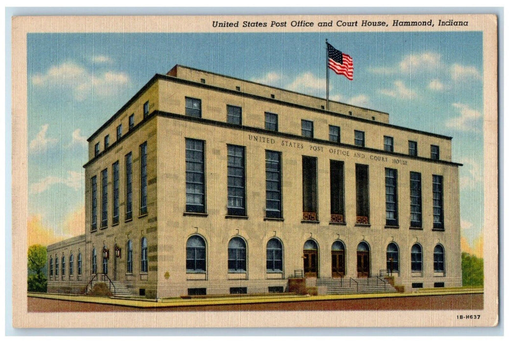 c1930's United States Post Office And Court House Hammond Indiana IN Postcard