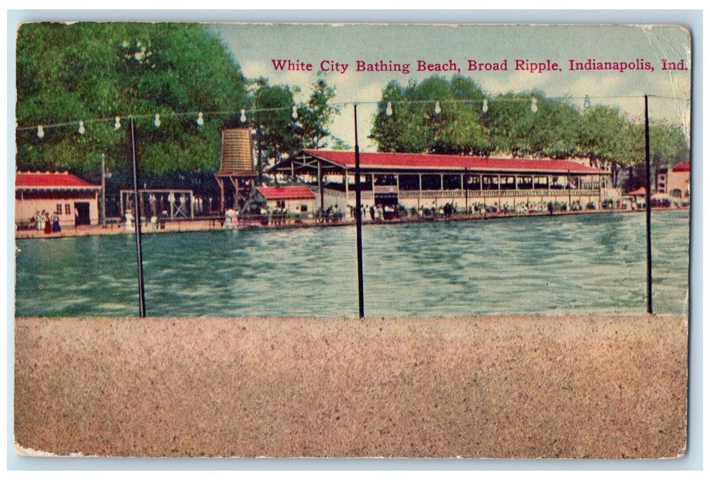 1912 White City Bathing Beach Broad Ripple Indianapolis Indiana IN Postcard