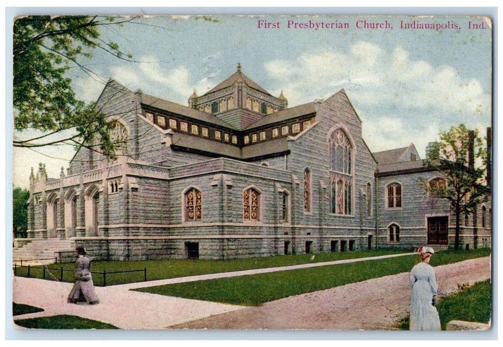 1909 First Presbyterian Church Indianapolis Indiana IN Posted Antique Postcard