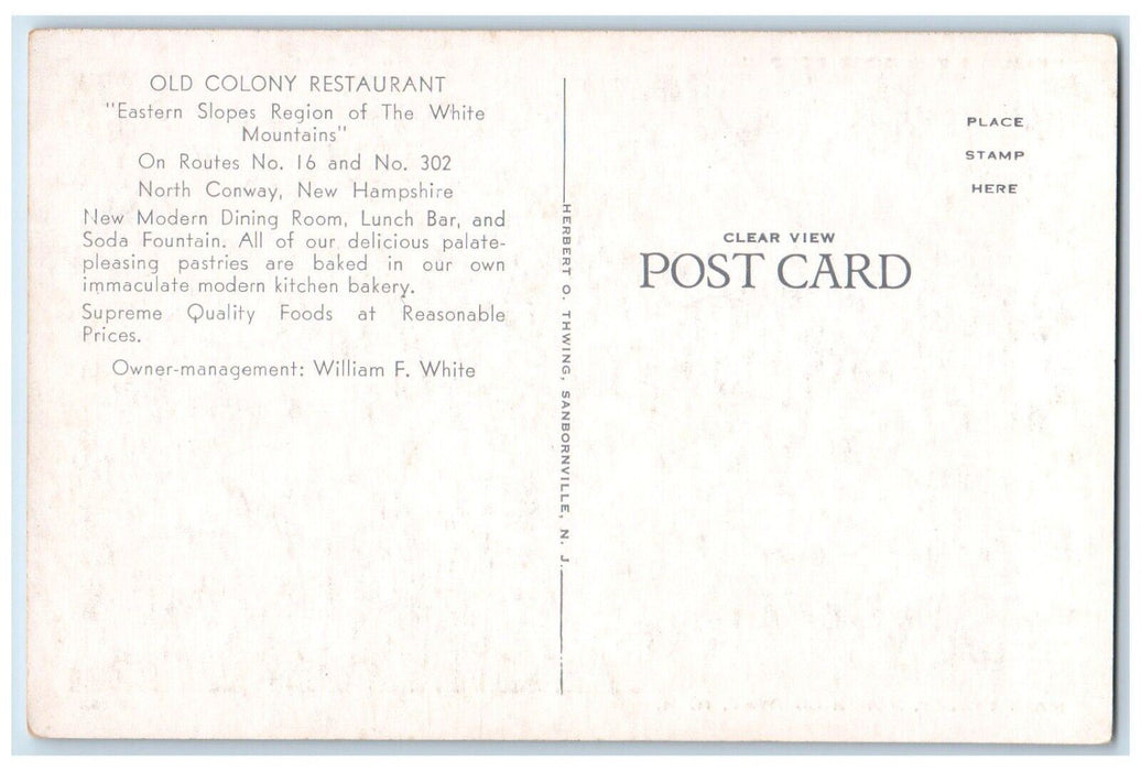 c1940 Exterior View Old Colony Restaurant North Conway New Hampshire NH Postcard