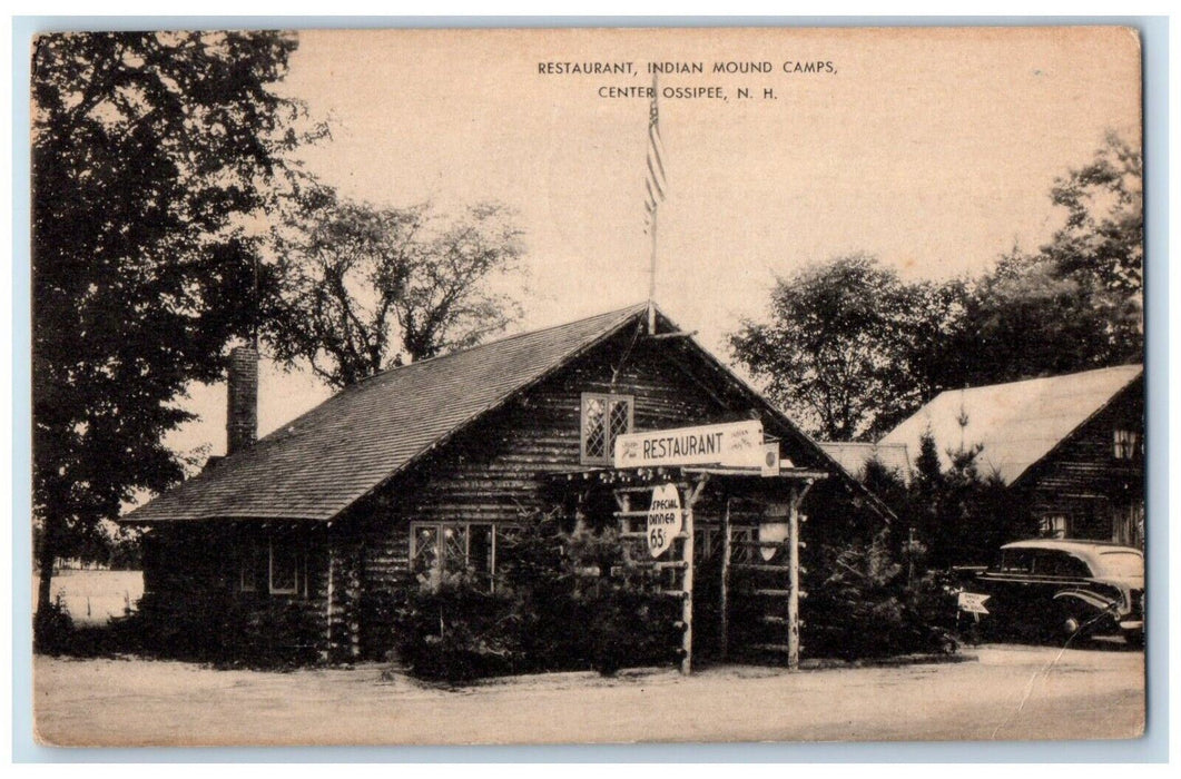 1940 Exterior Restaurant Indian Mound Camp Center Ossipee New Hampshire Postcard