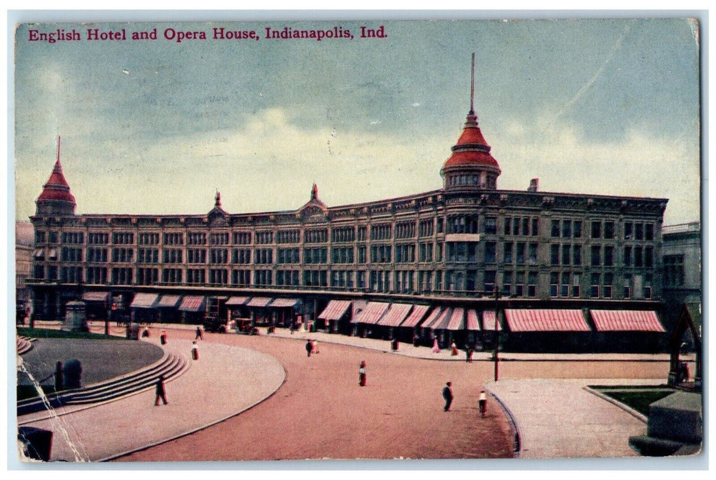 1911 English Hotel And Opera House Stores Front Indianapolis Indiana IN Postcard