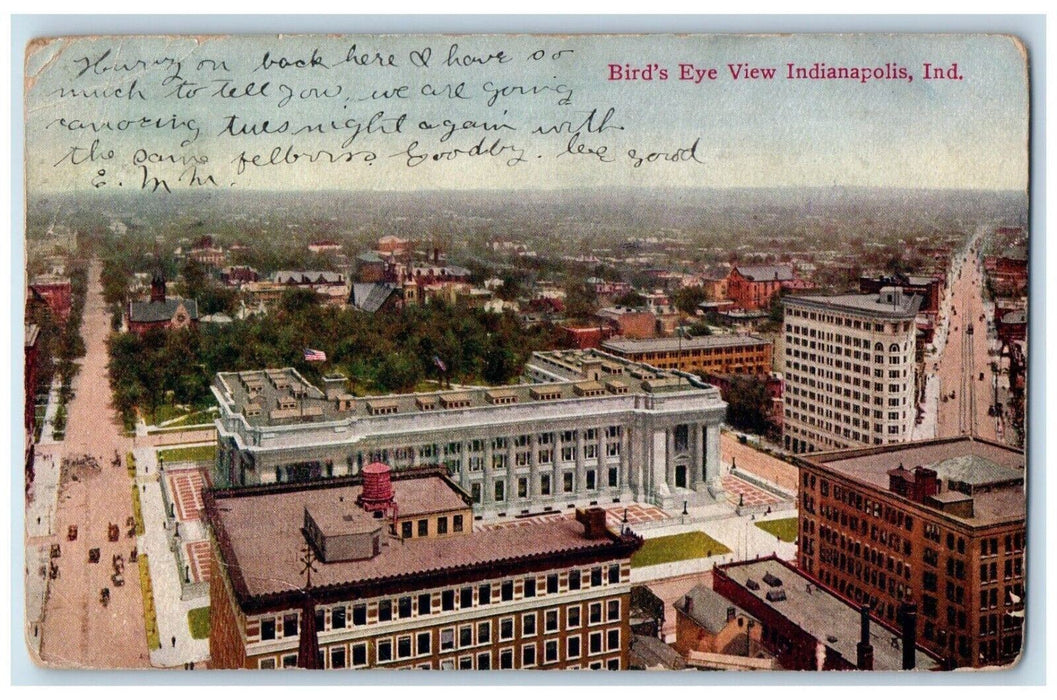 1908 Bird's Eye View Indianapolis Indiana IN Posted Antique Postcard