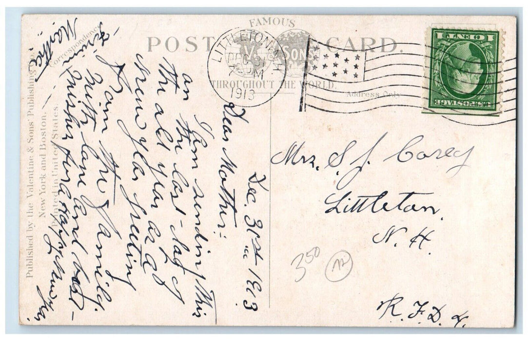 1913 Main Street Roadside View Littleton New Hampshire Antique Vintage Postcard