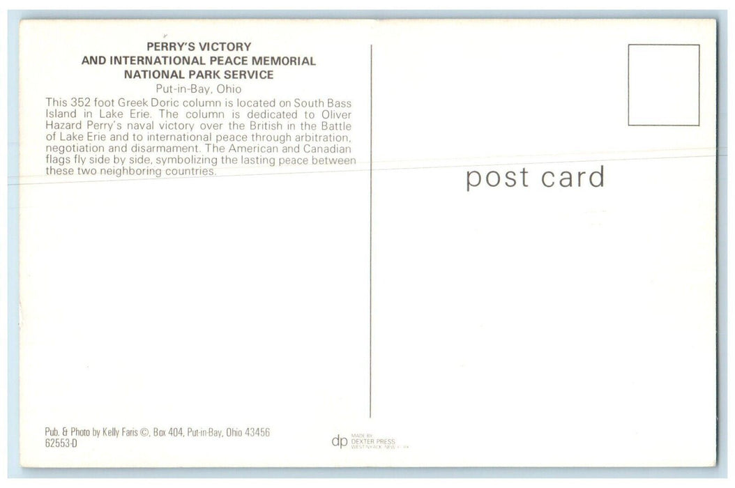 Perry's Victory And International Peace Memorial National Park Service Postcard
