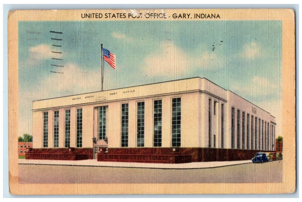 1946 United States Post Office Building Car Gary Indiana IN Vintage Postcard