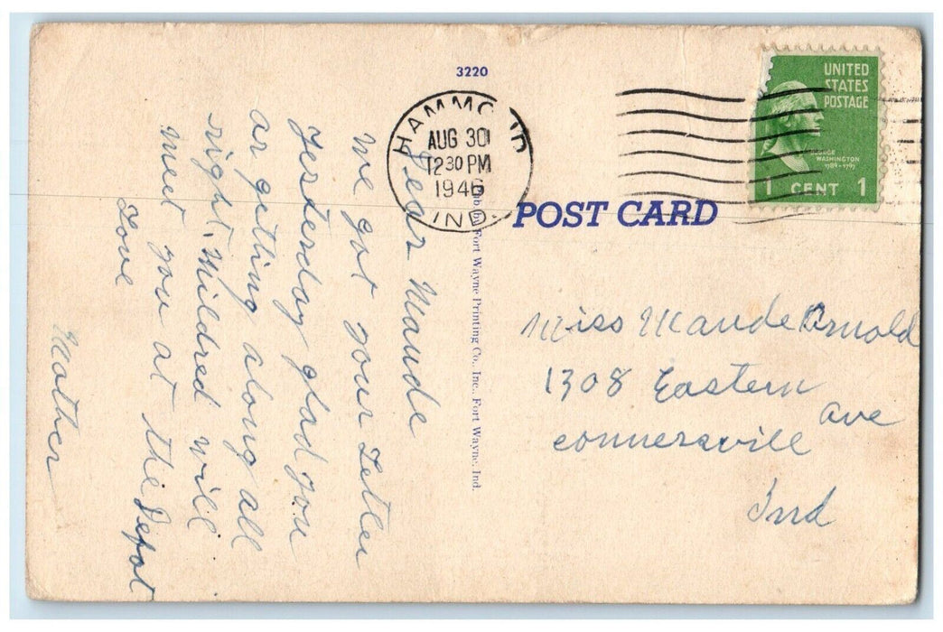 1946 United States Post Office Building Car Gary Indiana IN Vintage Postcard